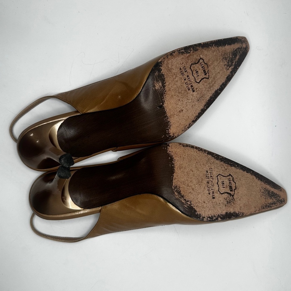 Vintage GOLD STUART 75 SLINGBACK PUMP pointed toe heel size 8 🌶️🔥💛🪙 - Picture 12 of 12